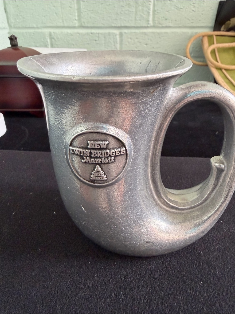 Vintage New Twin Bridges Marriott Armetale Horn Tankard Mug - Pewter Silver